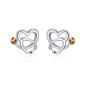 Sterling Silver Crystal Nurse Stethoscope Stud Earrings-0