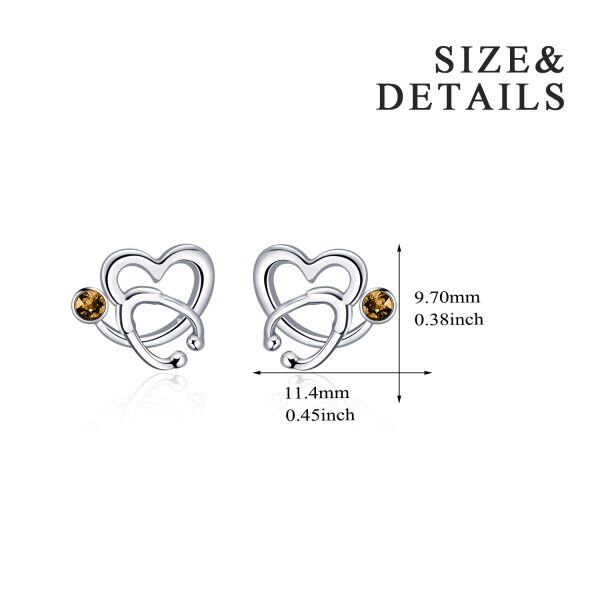 Sterling Silver Crystal Nurse Stethoscope Stud Earrings-2