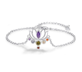 wholesale 925 Sterling Silver Lotus Flower Healing Crystal Chakra Bracelet for Women-0-0