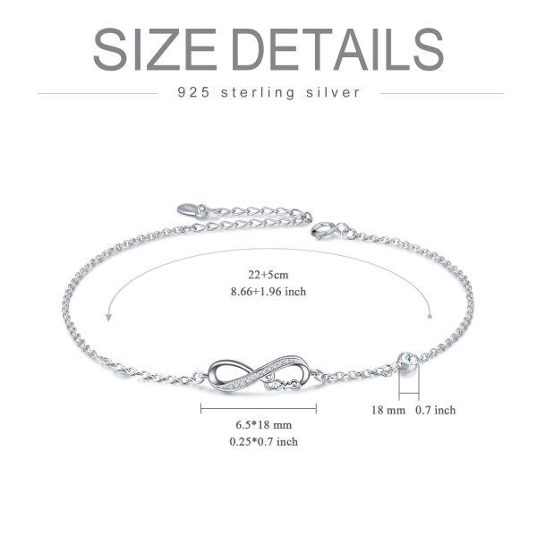 Sterling Silver Crystal Infinity Ankle Bracelets-1