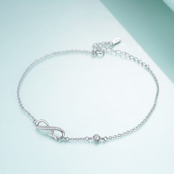 Sterling Silver Crystal Infinity Ankle Bracelets-3