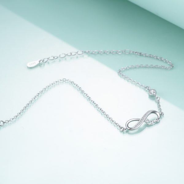 Sterling Silver Crystal Infinity Ankle Bracelets-4