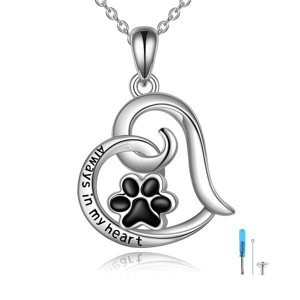 Sterling Silver Enamel Dog Paw Urn Necklaces-0