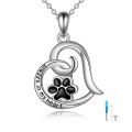 wholesale 925 Sterling Silver Paw Print Heart Pendant with Chain and Funnel Fillers - Always in my heart cremation jewelry urn necklace for ashes memorial keepsake gift-0-0