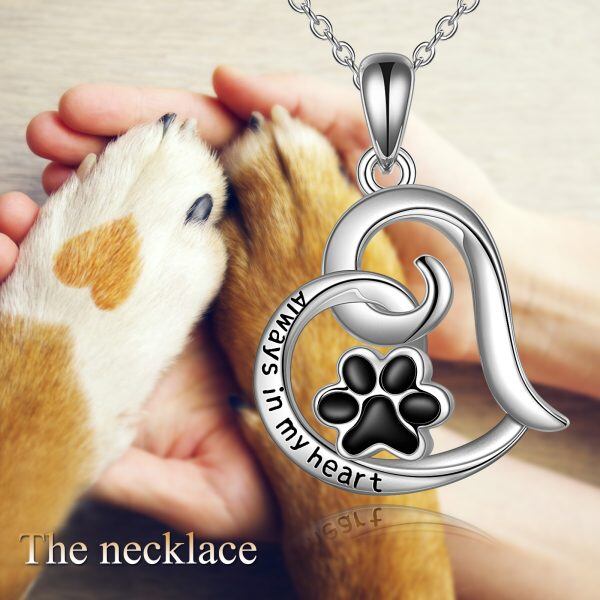 Sterling Silver Enamel Dog Paw Urn Necklaces-5