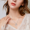 wholesale 925 Sterling Silver & 18K Rose Gold Plated Heart with Rose Flower Initial M Pendant Necklace for Women-0-2