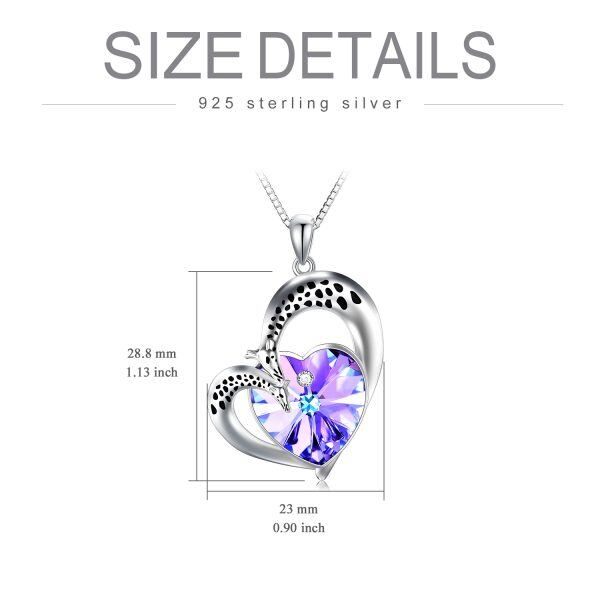 Sterling Silver Giraffe Heart Pendant Necklace With Purple Crystal-1