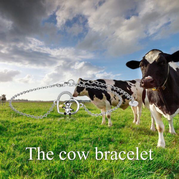 Sterling Silver Heart Cow Chain Bracelets-5