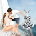 wholesale 925 Sterling Silver Metal Ship Wheel & Anchor Pendant Necklaces for Men/Women - Nautical Theme s (24)-0-5