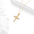 wholesale 14K Gold Heart & Diamond Cross Pendant Necklace for Women Christian s-0-4
