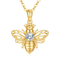 wholesale 14K Gold Queen Bee Crystal Pendant Necklace for Women- Gold Plated
