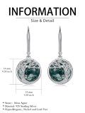 wholesale 925 Sterling Silver Tree of Life Design with Green Moss Agate Stone Round Shape Drop Dangle Earrings for Women-0-1