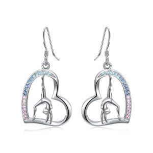 Sterling Silver Gymnast Dangle Earrings-0