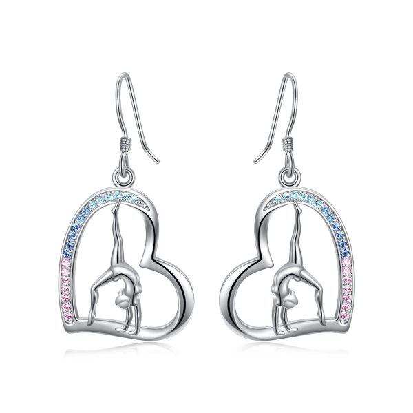 Sterling Silver Gymnast Dangle Earrings-0