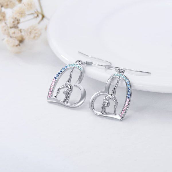 Sterling Silver Gymnast Dangle Earrings-3