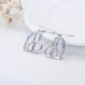 wholesale Silver Heart-Shaped Gymnastic Dangle Earrings with Crystals and 925 Sterling Silver Hooks-0-3