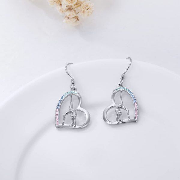 Sterling Silver Gymnast Dangle Earrings-4