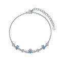 wholesale 925 Sterling Silver Claddagh Heart Blue CZ Adjustable Foot Anklet Jewelry-0-5