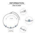 wholesale 925 Sterling Silver Claddagh Heart Blue CZ Adjustable Foot Anklet Jewelry-0-6