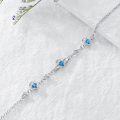 wholesale 925 Sterling Silver Claddagh Heart Blue CZ Adjustable Foot Anklet Jewelry-0-8