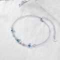 wholesale 925 Sterling Silver Claddagh Heart Blue CZ Adjustable Foot Anklet Jewelry-0-9