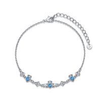 wholesale Silver Celtic Knot Claddagh Bracelet for Women 7 Rolo Chain + 2 Extender - Rhodium Plated- Rhodium Plated