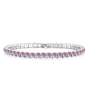 Sterling Silver 2mm Pink Cubic Zirconia Tennis Bracelet-0