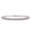 wholesale White Gold 925 Sterling Silver Pink Sapphire Tennis Bracelet for Women - 7 Length Gift Idea-0-0