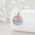 wholesale 925 Sterling Silver Vintage Peace Sign Pendant with Colorful Elements and Stones - Retro Hippie Jewelry for Women & Men-0-6