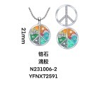 wholesale 925 Sterling Silver Vintage Peace Sign Pendant with Colorful Elements and Stones - Retro Hippie Jewelry for Women & Men-0-7