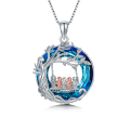 wholesale 925 Sterling Silver Blue Crystal Swing Family Tree Pendant Necklace for Mother's Day Gifts-0-1