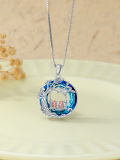 wholesale 925 Sterling Silver Blue Crystal Swing Family Tree Pendant Necklace for Mother's Day Gifts-0-5