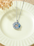wholesale 925 Sterling Silver Blue Crystal Swing Family Tree Pendant Necklace for Mother's Day Gifts-0-6