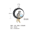 wholesale 925 Sterling Silver Moonstone Mermaid Star Moon Pendant Necklace - Gold Plated Black Electroplating Design-0-0