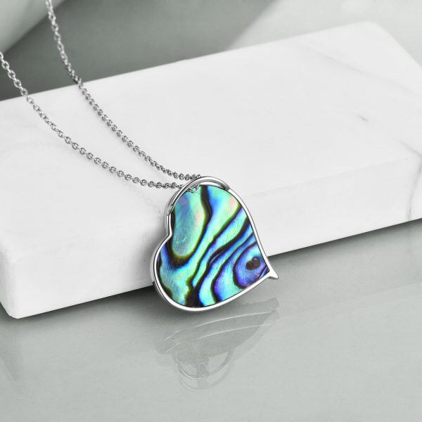 Sterling Silver Three Sister Heart Pendant Necklace with Abalone Shell-4