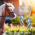 wholesale 925 Sterling Silver Horse Head Feather Drop Earrings-0-5