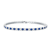 wholesale 925 Sterling Silver Multi-Color CZ Square Beaded Tennis Bracelet for Women & Girls - Gift Idea (Length: 7)- Rhodium Plated