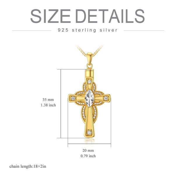 Sterling Silver Cross Urn Necklaces with Crystal-1