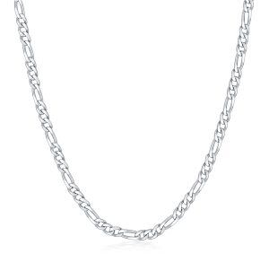 Sterling Silver Figaro Link Chain Necklace-0