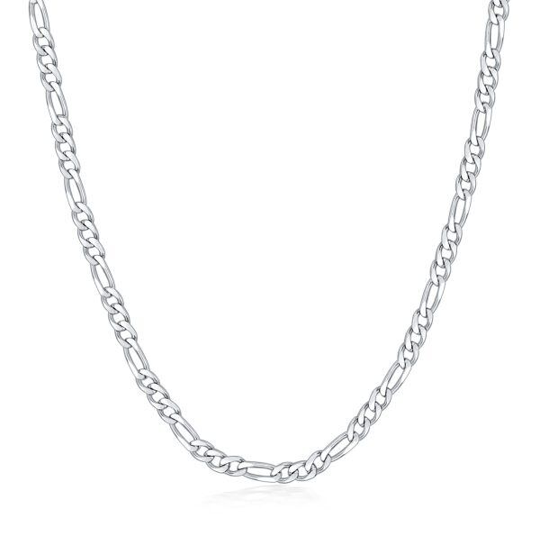 Sterling Silver Figaro Link Chain Necklace-0