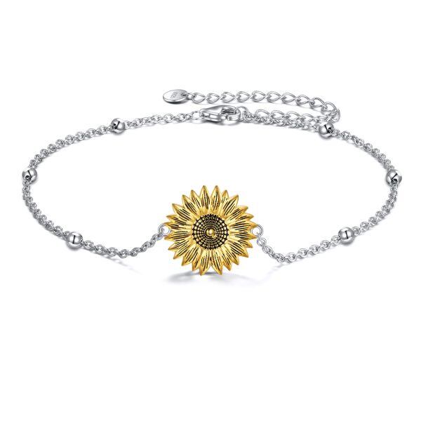 Sterling Silver Sunflower Chain Bracelets "You Are My Sunshine"-0