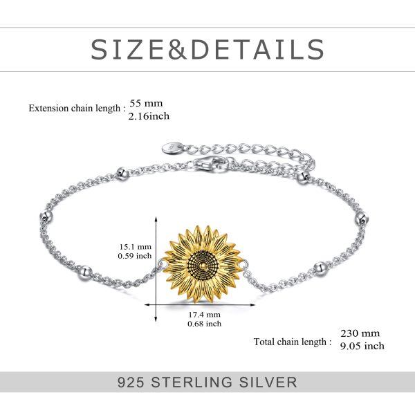 Sterling Silver Sunflower Chain Bracelets "You Are My Sunshine"-1