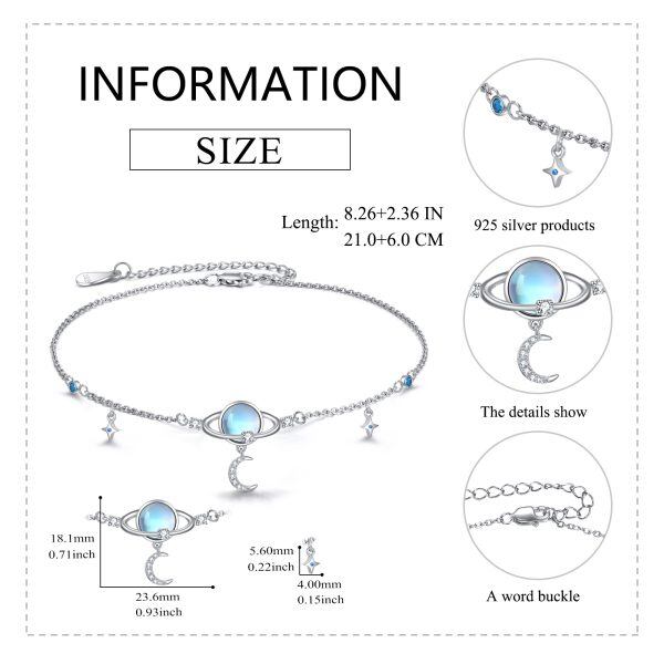 Sterling Silver Planet Anklet Bracelets with Moonstone-1