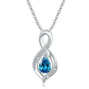 Sterling Silver Infinity December Birthstone Pendant Necklace-0