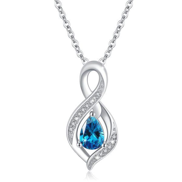 Sterling Silver Infinity December Birthstone Pendant Necklace-0