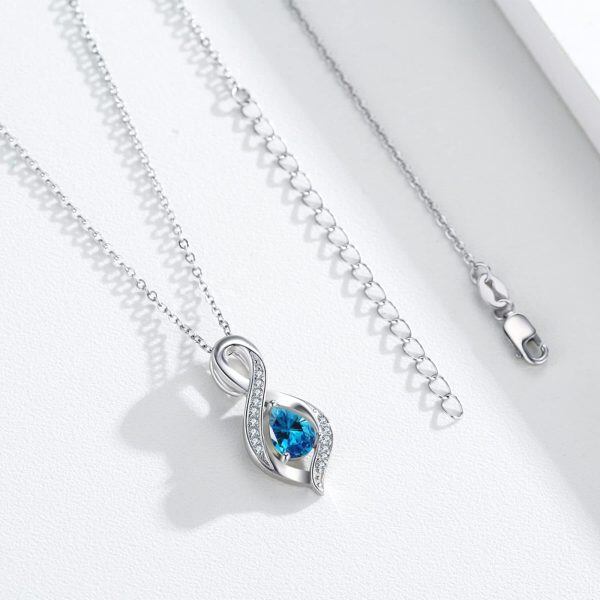 Sterling Silver Infinity December Birthstone Pendant Necklace-3