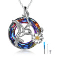 wholesale 925 Sterling Silver Blue Crystal Hummingbird Keepsake Cremation Jewelry Urn Pendant Necklace with Chain and Funnel Set-0-6