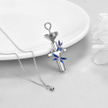 wholesale 925 Sterling Silver Cross with Blue Enamel Dragonflies Cremation Jewelry Keepsake Urn Pendant Necklace for Ashes Memorial Gifts 36 Chain Included-0-3