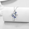 wholesale 925 Sterling Silver Cross with Blue Enamel Dragonflies Cremation Jewelry Keepsake Urn Pendant Necklace for Ashes Memorial Gifts 36 Chain Included-0-4