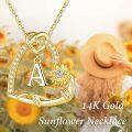 wholesale 14K Gold Initial Letter A with Sunflower and Diamond Pendant Necklaces for Women Girls Personalized  (14K Gold)-0-5